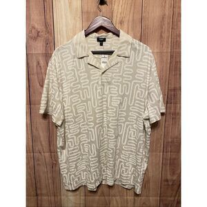 Express Relaxed XL NWT men’s polo shirt top beige patterned